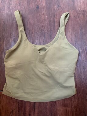 lululemon athletica olive green Tank top Croped women sz XS EUC athletic yoga